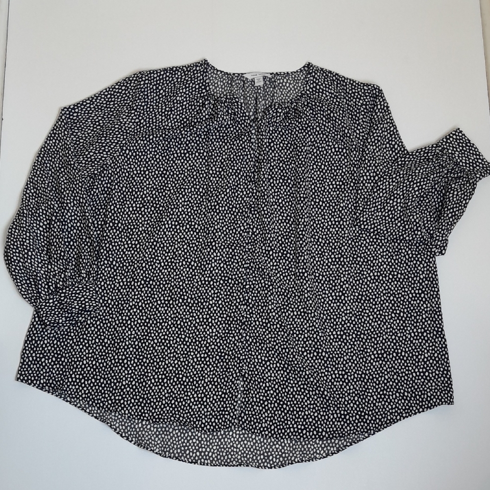 Nine West Black and White Patterned Blouse
